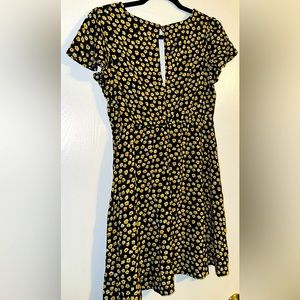 My Michelle Black Floral Fit-and-Flare Dress with Yellow Daisies